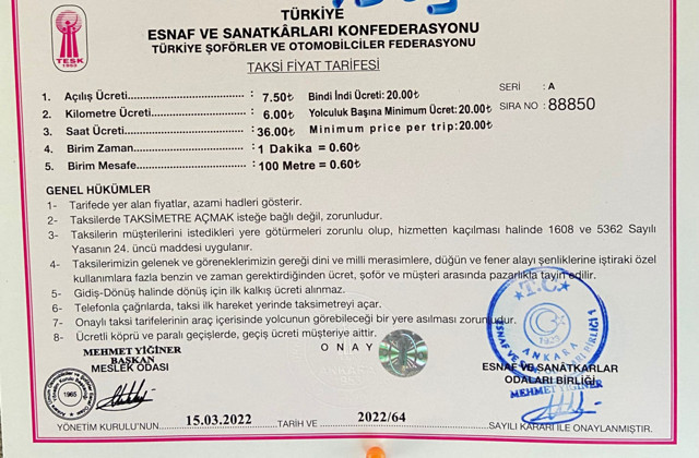 Ankara taksi fiyatları 2022 zam geldi indi-bindi kaç para oldu? - Resim: 0