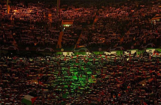 Celtic taraftarlarının Filistin bayraklı kareografili desteği Şampiyonlar Ligi'ne damga vurdu - Resim: 0
