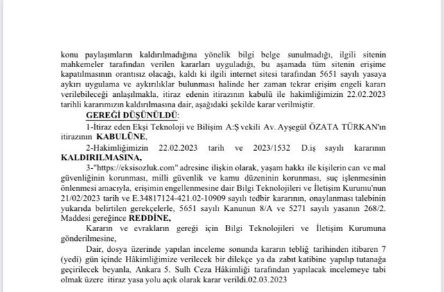 Ekşi Sözlük hakkındaki erişim engeli kararı kaldırıldı! İşte gerekçeleri... - Resim: 1