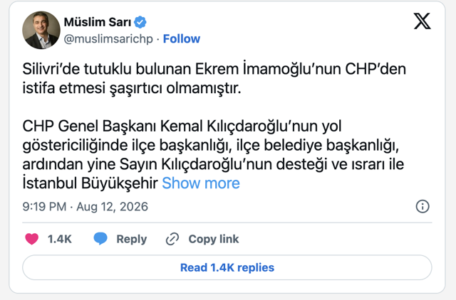 Ekrem İmamoğlu'nun istifasına CHP'den ilk tepki geldi - Resim: 0