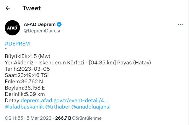 İskenderun Körfezi'nde korkutan deprem! Hatay'da da hissedildi: AFAD şiddetini duyurdu! - Resim: 0