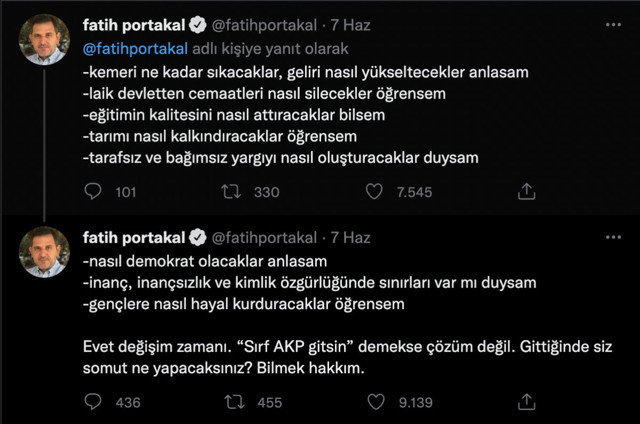 Fatih Portakal sırf AK Parti gitsin demek çözüm değil deyip muhalefeti sıkıştırdı - Resim: 1