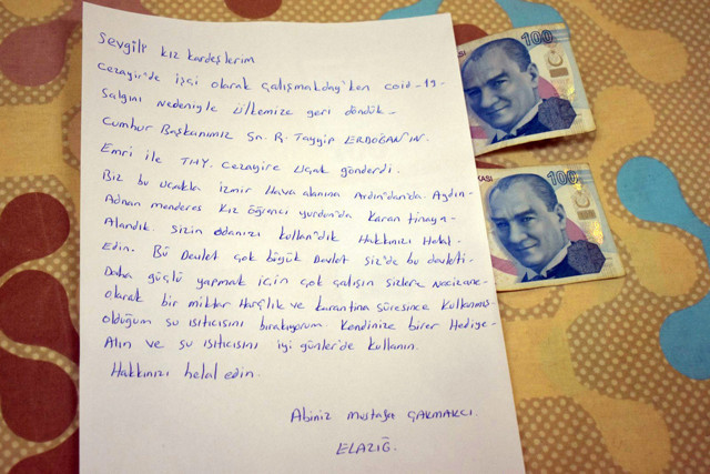 Aydın'da yurtta karantinada kalan 2 işçi duygulandırdı! Harçlık bırakıp mektup yazdı - Resim: 0