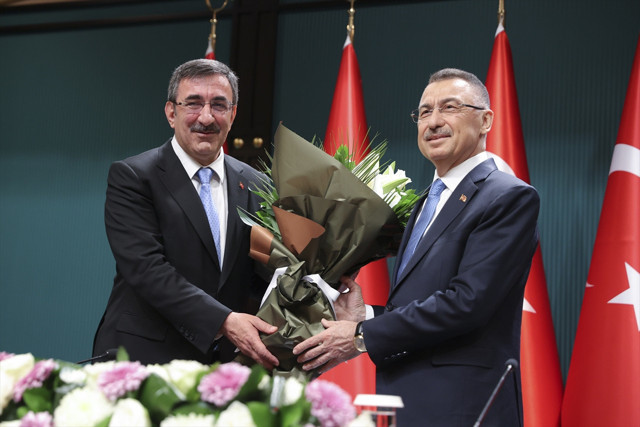 Cumhurbaşkanlığı Külliyesi'nde devir teslim töreni! Cevdet Yılmaz, görevi Fuat Oktay'dan devraldı - Resim: 0