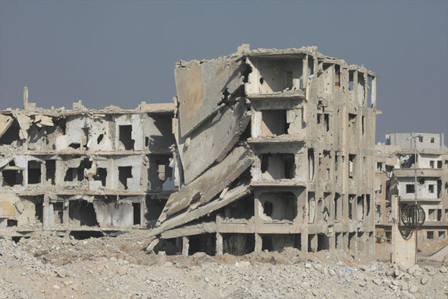 Şam'ın en işlek mahallelerinden biriydi moloz yığını hali görüntülendi - Resim: 1