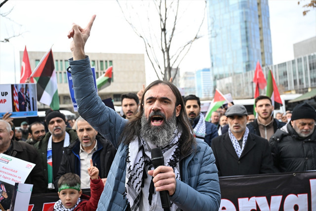 Trump'ın Gazze'ye yönelik sözleri, ABD'nin Ankara Büyükelçiliği önünde protesto edildi - Resim: 2