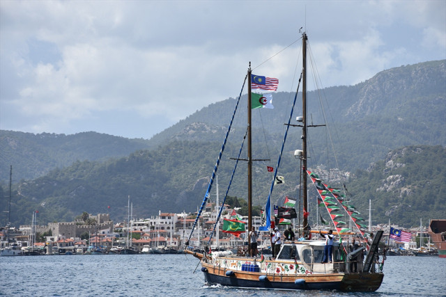 K&uuml;resel Sumud Filosu Gazze'ye gitmek &uuml;zere Marmaris'ten demir aldı - Resim: 0