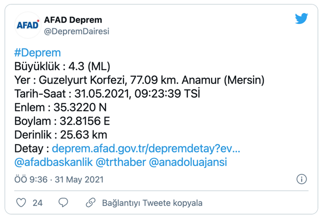 Mersin Anamur açıklarında deprem! 4.3 büyüklüğünde deprem şiddetli hissedildi - Resim: 0