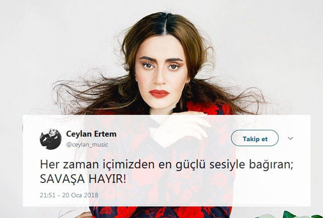 Ceylan Ertem'in 'Zeytin Dalı Harekatı' tweeti olay oldu - Resim: 2