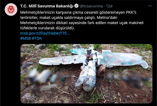 PKK'nın maket uçağı, vurularak düşürüldü - Resim: 0