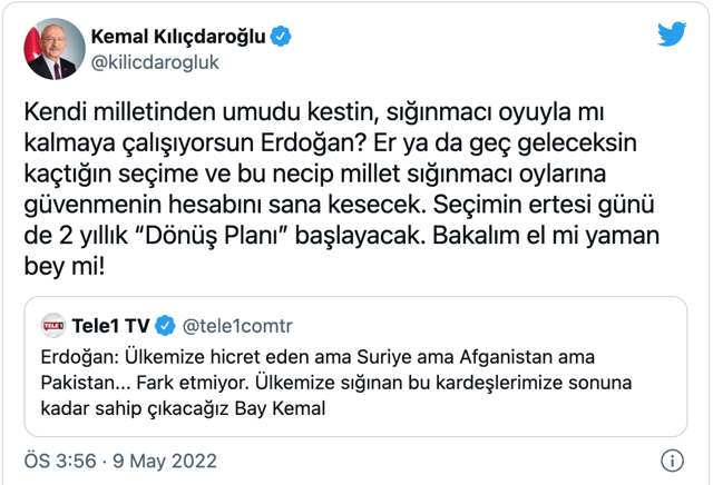 Kemal Kılıçdaroğlu'ndan Cumhurbaşkanı Erdoğan'a 'sığınmacı' tepkisi! Onların oyuyla mı kalacaksın - Resim: 0
