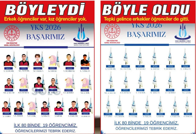 İmam hatipte tepki çeken afiş! YKS'de derece yapan kız öğrencilere sansür - Resim: 0