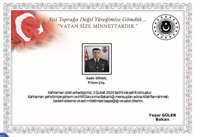 Kuzey Irak’tan acı haber! 1 askerimiz şehit oldu - Resim: 0