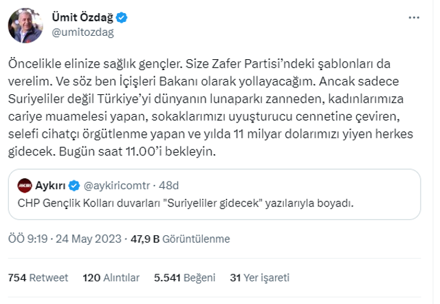 Ümit Özdağ İçişleri Bakanı mı oluyor! Görüşmeye dakikalar kala CHP'li gençlere öyle bir paylaşım yaptı ki... - Resim: 0