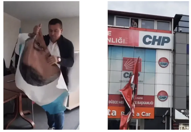 Kapıyı tekmeleyerek açtı, posterleri indirdi! CHP il binasına böyle girdi, olaylı görev değişimi - Resim: 0