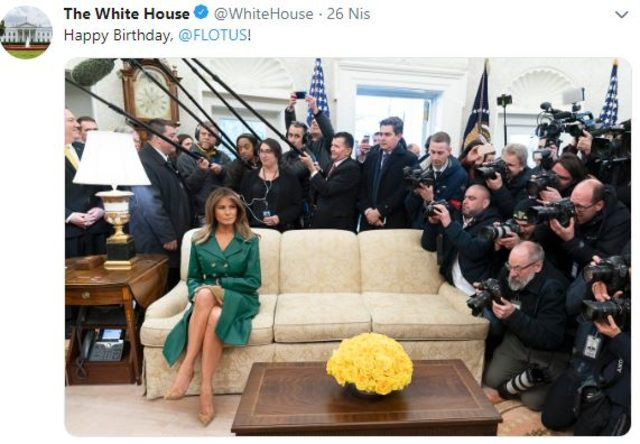 Melania Trump'ın doğum günü fotoğrafı sosyal medyada olay oldu - Resim: 0