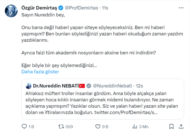 Özgür Demirtaş ile Nureddin Nebati Birbirine girdi! Hala konuşursunuz, inanılmaz! Hoca kılıklı, ahlaksız, trol... - Resim: 0