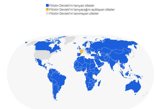 filistini tanıyan ülkeler listesi haritası