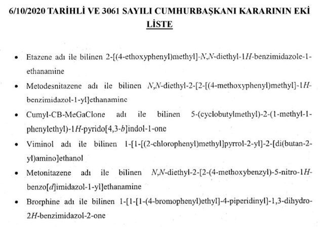 Cumhurbaşkanlığı kararıyla bazı maddeler uyuşturucu kapsamına alındı - Resim: 0