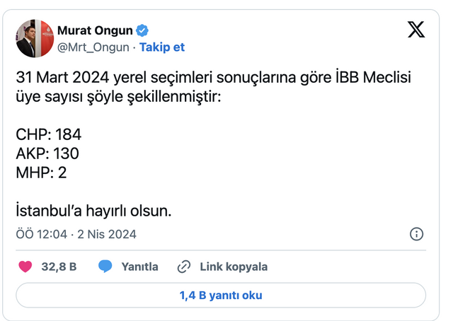 İBB Meclisi üye sayıları açıklandı: CHP 184, AK Parti 130 - Resim: 0