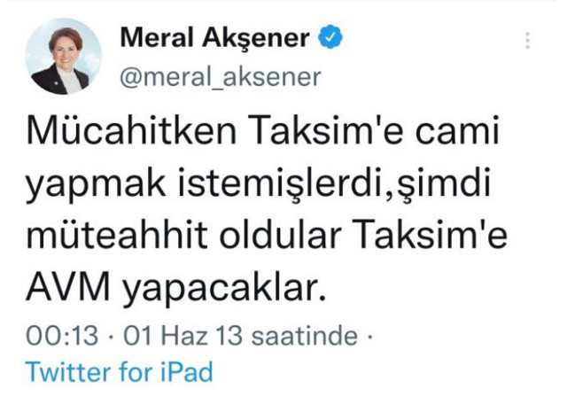 AKM açıldı sosyal medya Meral Akşener'in yıllar önce attığı tweet'i konuştu - Resim: 0