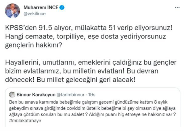 KPSS'de 92 aldı mülakatta elendi Twitter bunu konuşuyor Kemal Kılıçdaroğlu ve Ekrem İmamoğlu patladı - Resim: 3
