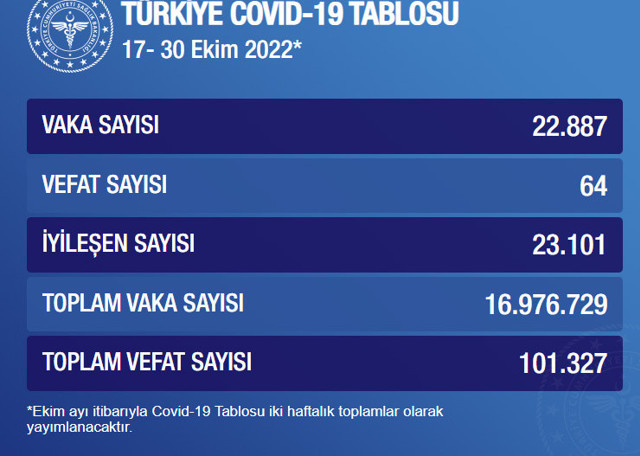 Sağlık Bakanlığı duyurdu! İki haftalık koronavirüs tablosu açıklandı - Resim: 0
