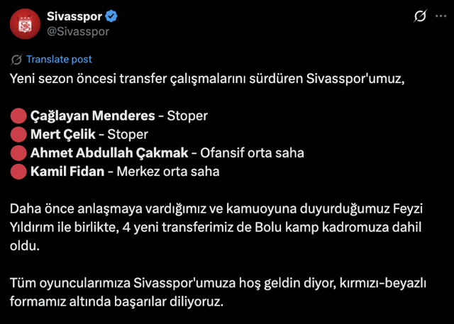 Sivasspor, 4 futbolcu ile anlaşma sağladı - Resim: 0