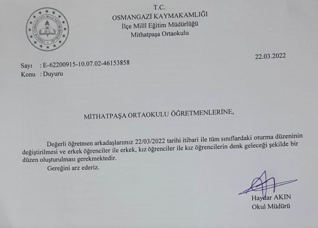 Kız erkek öğrencileri ayırın talimatına soruşturma: Kızlarla erkeklerin yan yana oturtulduğunu görüyorum - Resim: 0