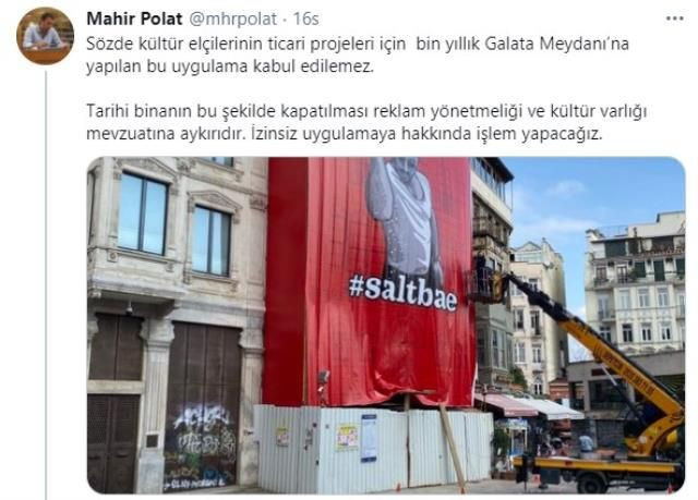 Nusret Gökçe Galata Meydanı'na astırdı İBB harekete geçti işlem başlatıldı - Resim: 4