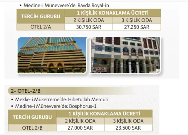 Hac fiyatları oda tercihli iki kişilik oda konaklama fiyatı kaç para 2022 - Resim: 0