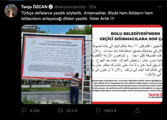 Bolu Belediye Başkanı Tanju Özcan'ın Arapça mülteci afişlerine soruşturma! Özcan: Bu ülke karışacak yakında! - Resim: 0
