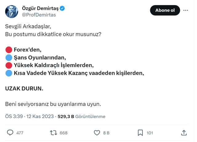 Özgür Demirtaş 'Beni seven uzak dursun' diyerek yatırım tavsiyesi verdi - Resim: 0