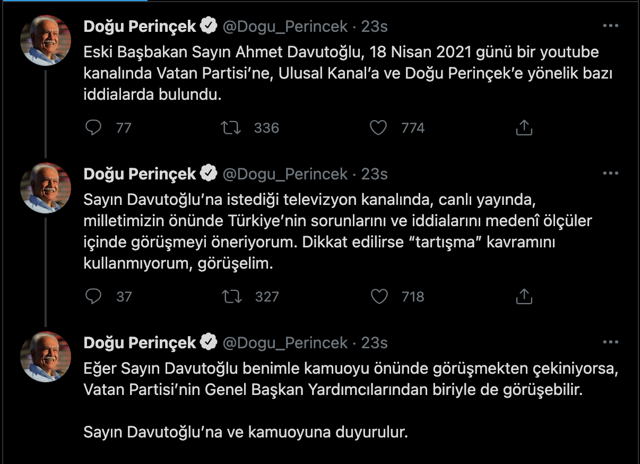 Doğu Perinçek Ahmet Davutoğlu'nu canlı yayına çağırdı! Gelecek Partisi'nden olay cevap geldi - Resim: 0