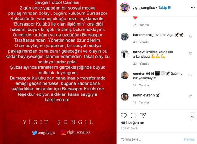 Bursaspor Beşiktaş paylaşımı yapan futbolcusunu kovdu - Resim: 1