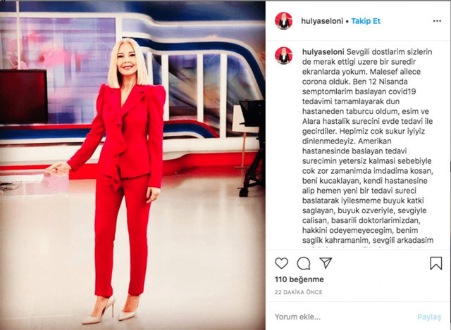 Koronaya yakalanan haber spikeri Hülya Seloni'den iyi haber - Resim: 0