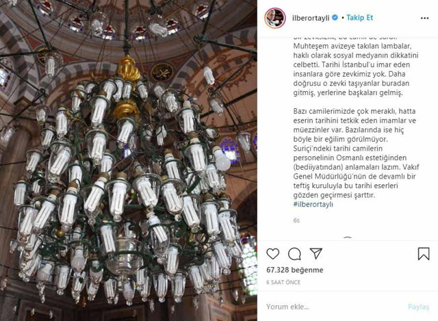 Laleli Camisinin avizelerini paylaştı Prof. Dr. İlber Ortaylı çileden çıktı! - Resim: 0