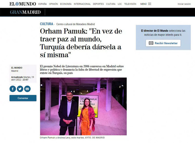 Orhan Pamuk İspanyol televizyonuna konuştu: Türkiye'nin dünyaya barış getirmek yerine - Resim: 0