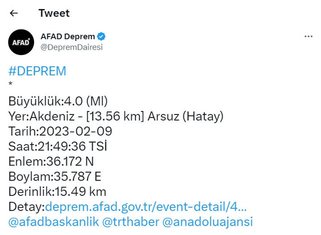Hatay'da deprem meydana geldi! AFAD şiddetini duyurdu - Resim: 0