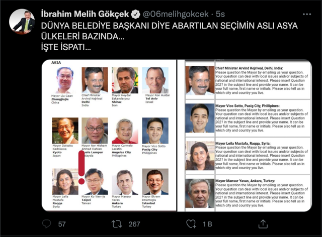 Mansur Yavaş 'Dünya Belediye Başkanı seçildi! Melih Gökçek küplere bindi! O tweeti olay - Resim: 1