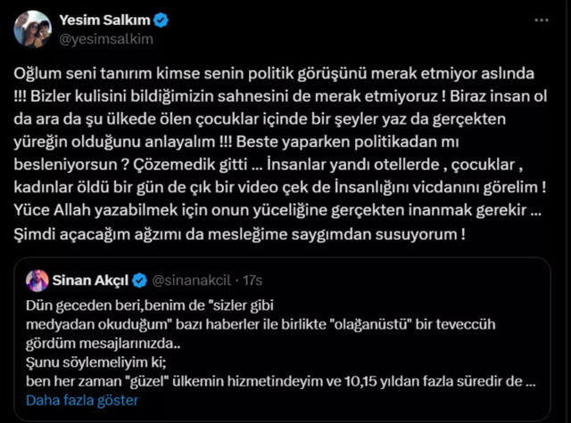 Sinan Akçıl, AK Parti MKYK paylaşımı sonrası Yeşim Salkım'ın hedefi oldu - Resim: 0