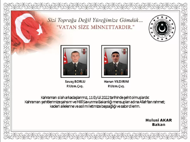 MSB acı haberi duyurdu: Pençe-Kilit'te şehit ve yaralı askerlerimiz var! - Resim: 0