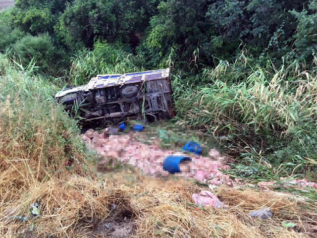 Manisa'da devrilen kamyonetteki sakatatlar yola saçıldı - Resim: 0