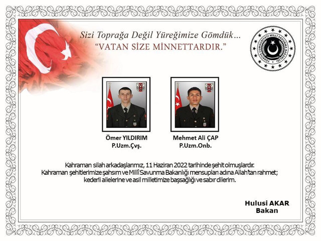 Pençe Kilit Operasyonu'ndan üst üste acı haberler geliyor! İki askerimiz daha şehit oldu işte şehitlerin isimleri - Resim: 0