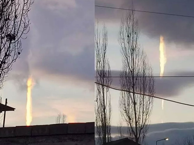 Ağrı’da akşam saatlerinde gökyüzüne doğru yükselen bir ışık görüldü - Resim: 0
