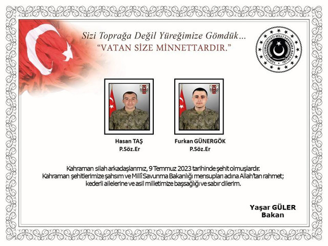 MSB duyurdu...Pençe-Kilit'ten acı haber: 2 askerimiz şehit oldu! - Resim: 0