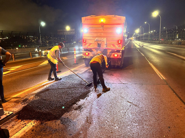 Haliç Köprüsü'ndeki asfalt yenileme çalışması tamamlandı - Resim: 2