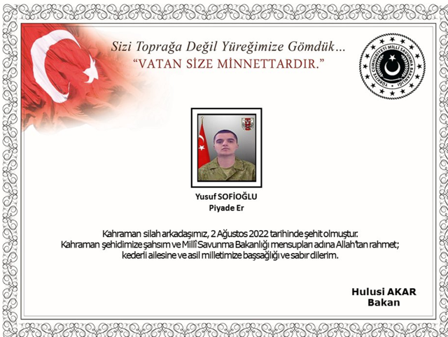 MSB kahreden haberi duyurdu; 1 askerimiz şehit oldu - Resim: 0