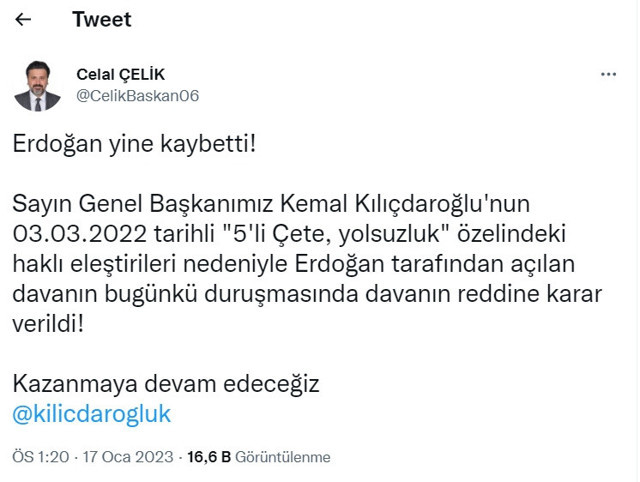 Kılıçdaroğlu'nun avukatı duyurdu: Erdoğan'ın Kılıçdaroğlu'na açtığı dava reddedildi! - Resim: 0