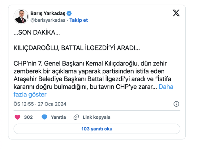 Kılıçdaroğlu Battal İlgezdi’yi aradı Barış Yarkadaş kulis bilgisi dedi anlattı - Resim: 0